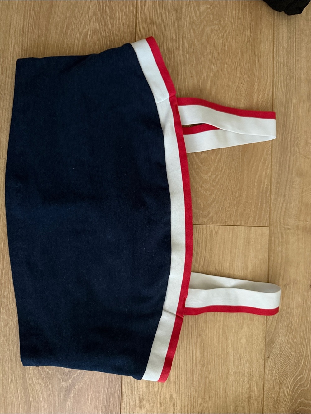 Navy Crop Tank Top with Red & White Trim